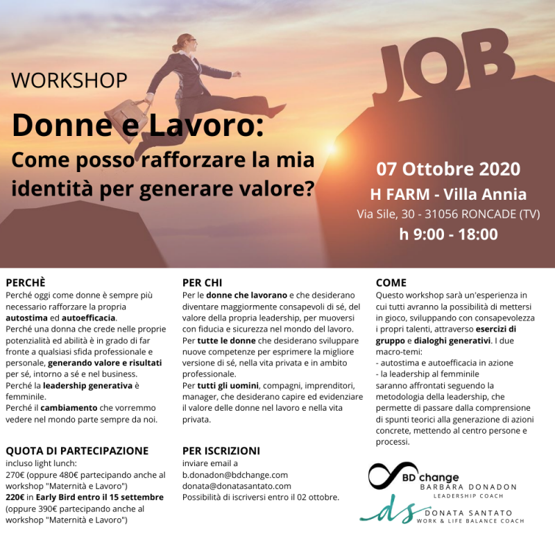Workshop Donne E Lavoro Come Posso Rafforzare La Mia Identita Per Generare Valore change