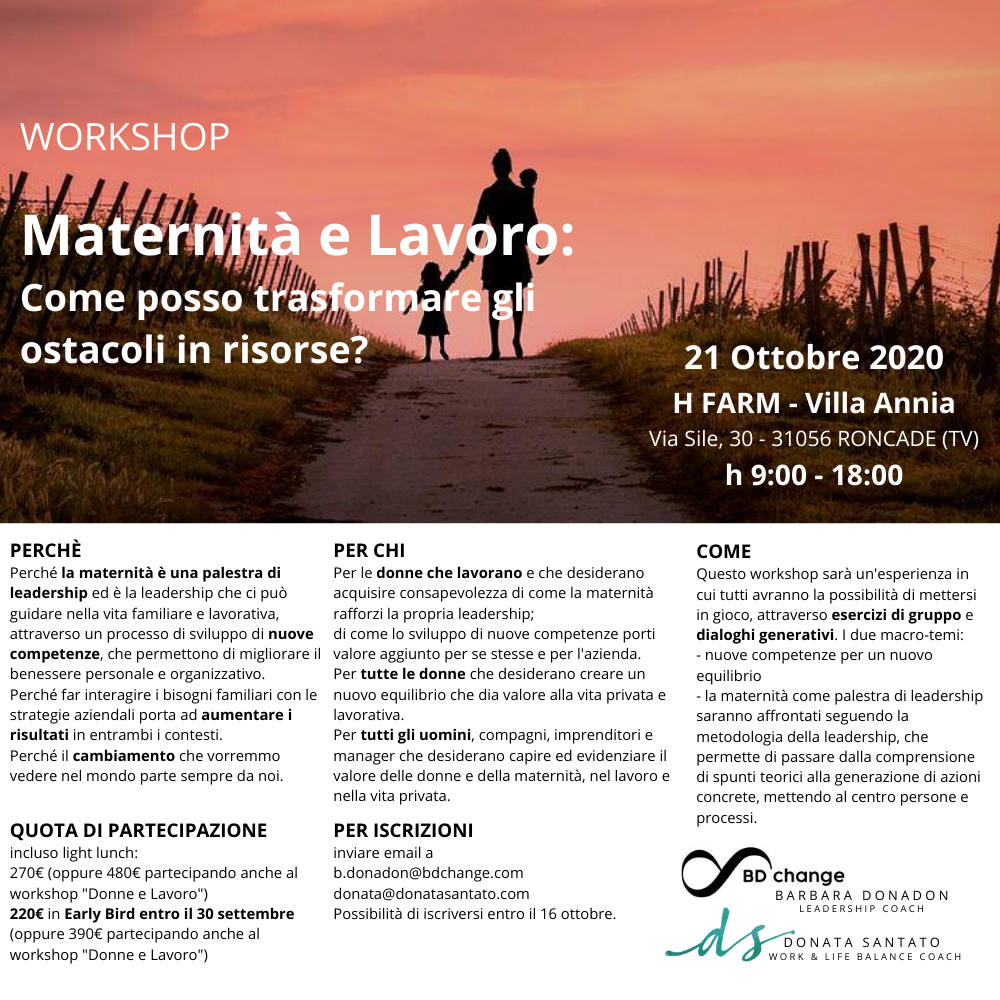 Workshop Maternita E Lavoro Come Posso Trasformare Gli Ostacoli In Risorse change